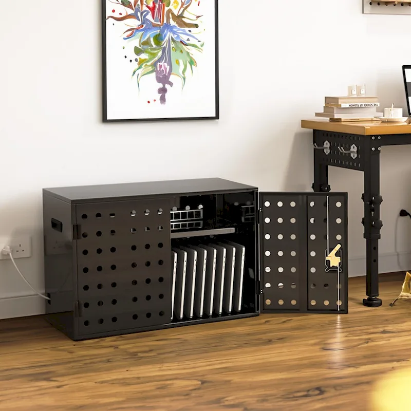 Black Steel Charging Cabinet, Legal Size, Multi-Device