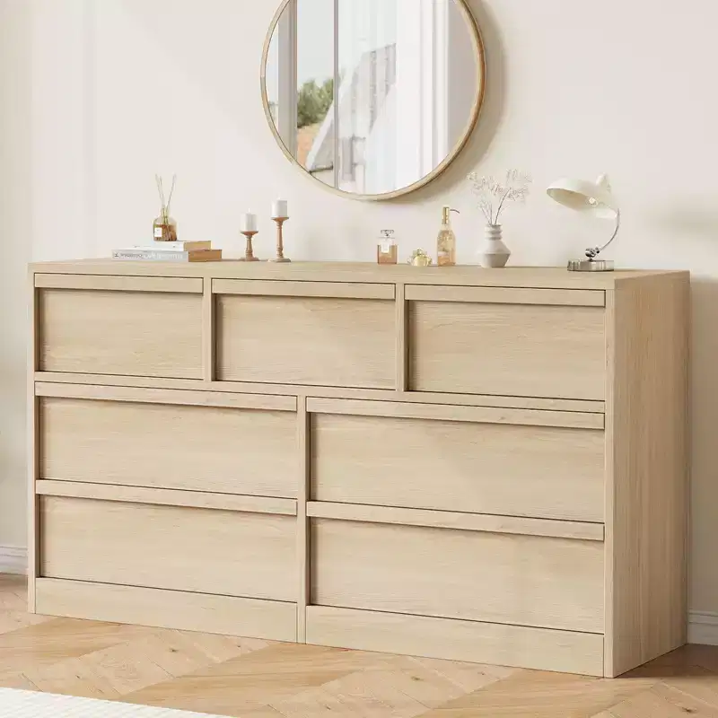 54-Inch 7-Drawer Wood Dresser with Large Storage