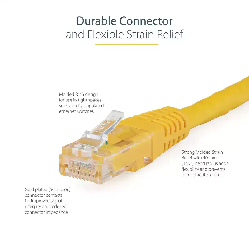 StarTech.com 50ft Cat6 Ethernet Cable - Yellow UTP 100W PoE - C6PATCH50YL