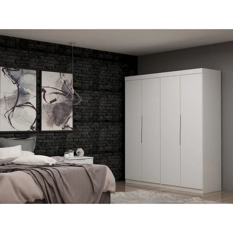 2-Piece Freestanding Wardrobe with Drawers and Open Shelving