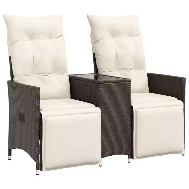 vidaXL Reclining Garden Sofa Brown, Cream White