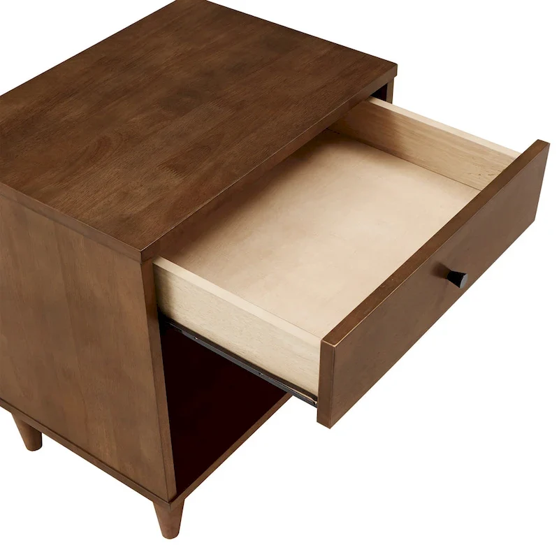 Frey 1-Drawer Brown Finish Wood Nightstand