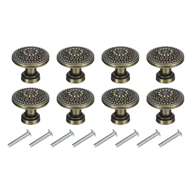 Unique Bargains Vintage Flower Patterns Drawer Knobs with Screws for Dresser Closet
