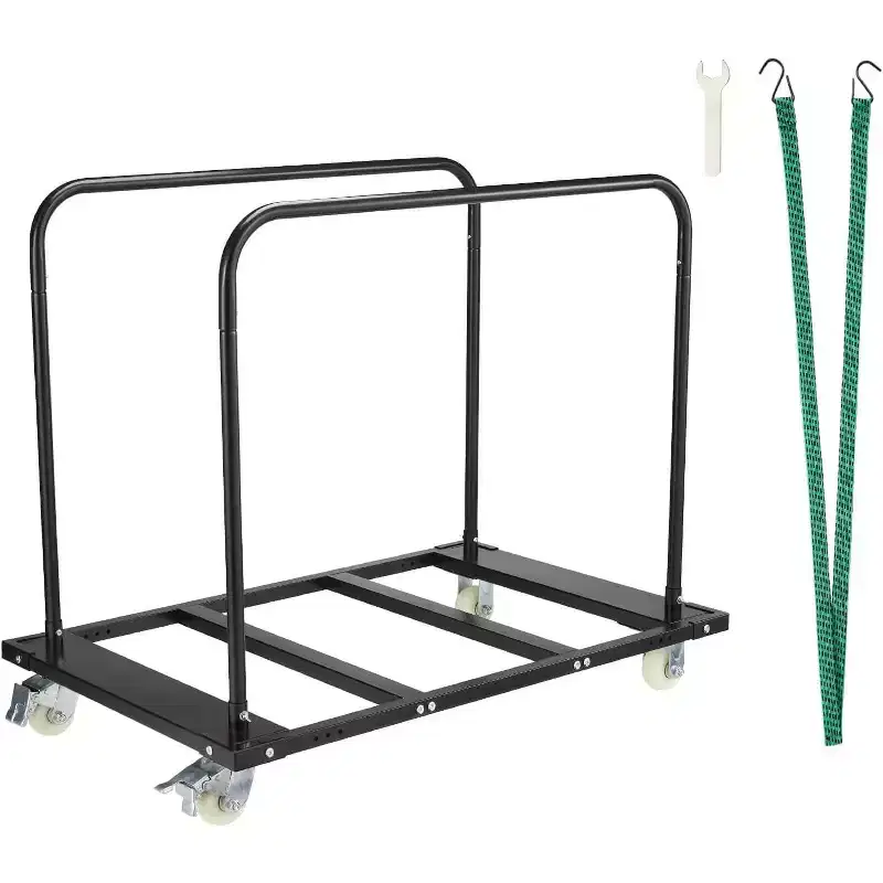 1500 LB Heavy-Duty Steel Folding Table Dolly | Lockable Wheels & Dual Removable Handlebars | Portable Mover for Event/Banquet/School
