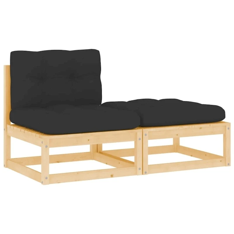 vidaXL Patio Furniture Outdoor Sectional Set with Cushions Solid Wood Pine