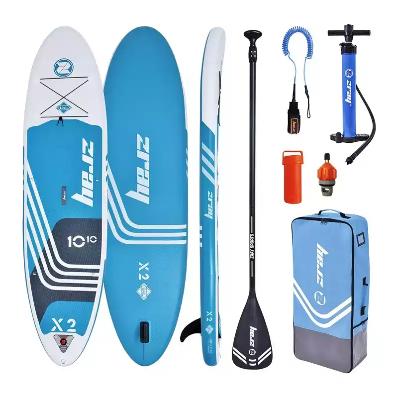 Zray 10 Foot 2 Inch X-Rider X1 Inflatable SUP Outdoor Sport All Around Stand Up Paddle Board Kit with Ultimate Agile Light Technology, Blue/White