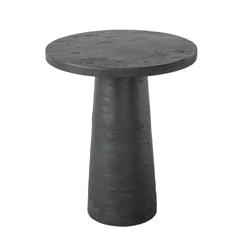 Black Round Side Table with Pedestal Base 22x22x25.5