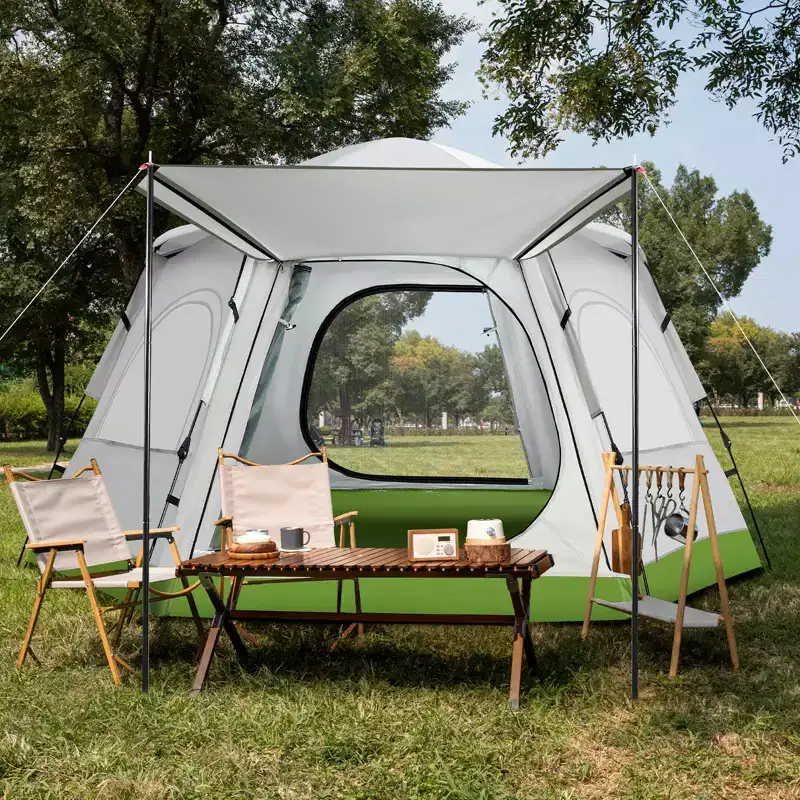 Waterproof Instant Camping Tent for 4 Person Quick Setup Dome Tent with Rainfly Double Door Ventilation