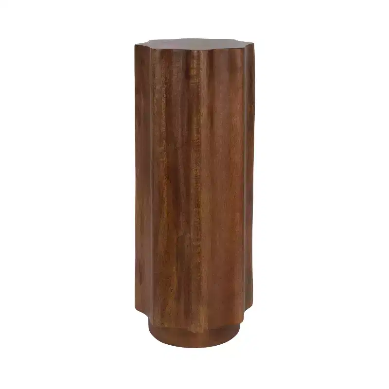 Kate and Laurel Pandey Wavy Wood Drink Table, 9x9x22, Walnut Brown
