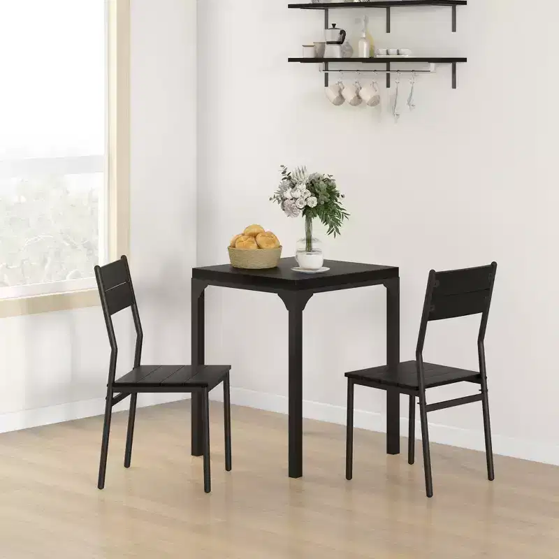 3 Piece Dining Room Set for 2, Dining Table Set for Breakfast Nook, Small Space, Apartment, Space Saving