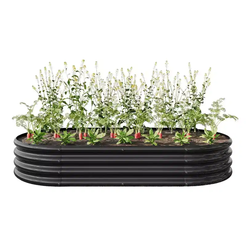 NAYSAYE Planter Raised Garden Bed Large Metal Planter for Plants Vegetables Flowers for Indoor Outdoor Garden, Black, 70.86*35.43*11.42