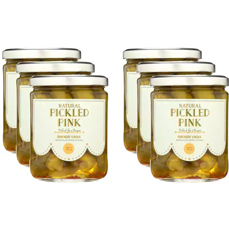 Pickled Pink Foods Smokin' Okra - Case of 6 - 16 fl ounce
