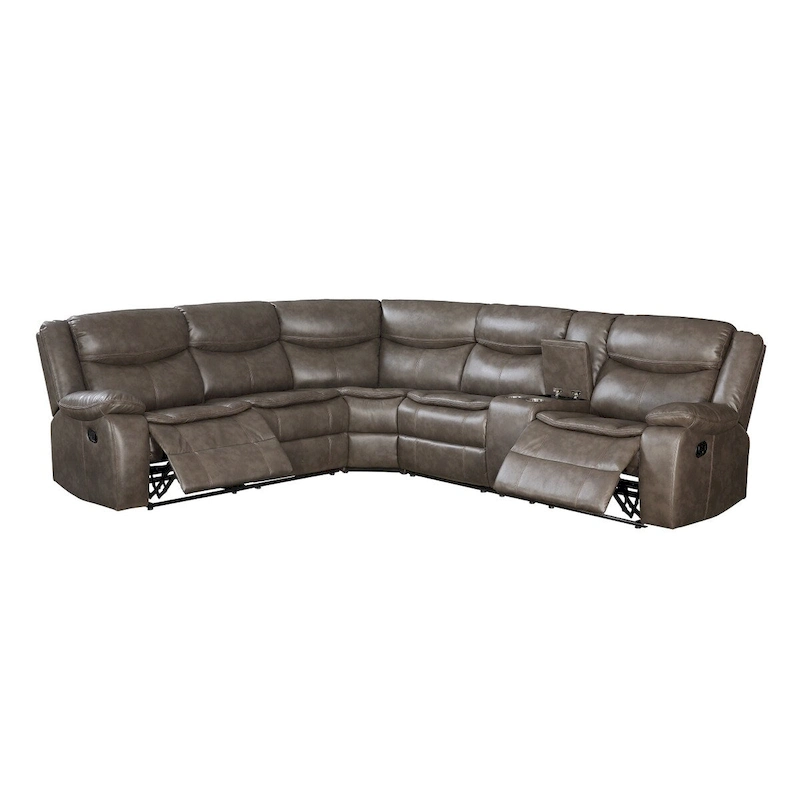 Leatherette Upholstered Reclining Sectional in Taupe
