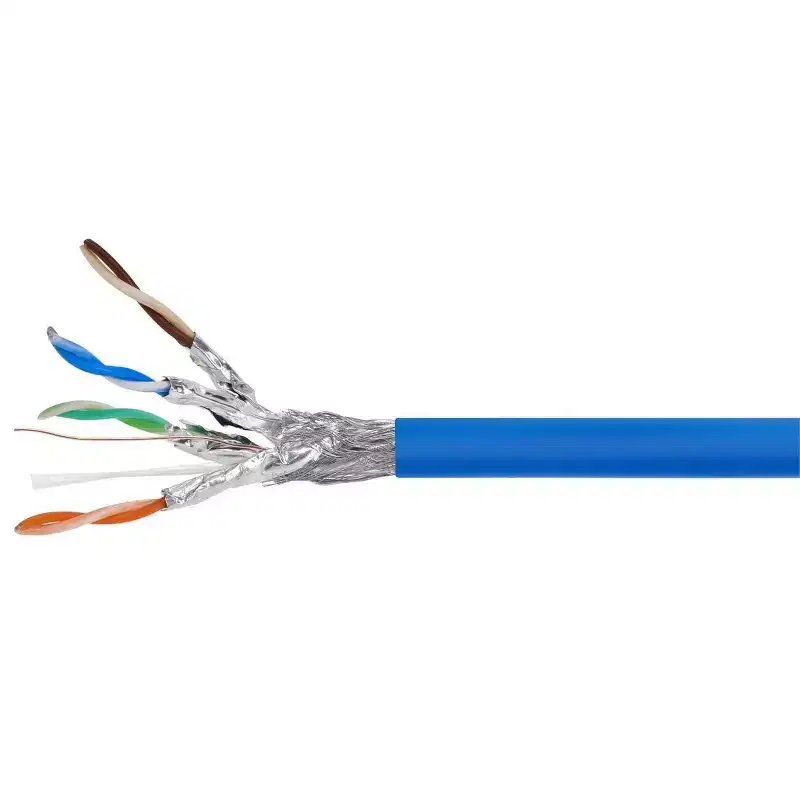 Monoprice Cat8 Network Cable - 250 Feet Bulk - Blue | 2GHz, S/FTP Shielded, Solid, 22AWG, 40G, Bare Copper, For Ethernet Switch, Modem, Router -