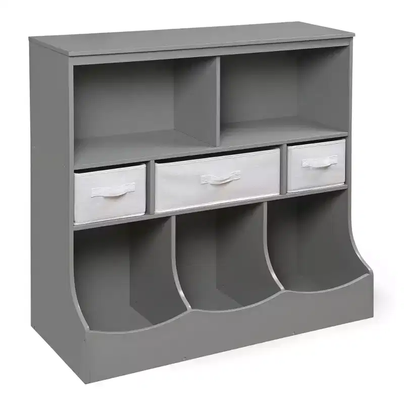 Badger Basket Combo Bin Storage Unit with Three Baskets Gray