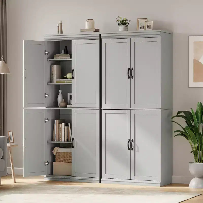 70Freestanding Kitchen Pantry Storage Cabinet, Tall Storage Cabinet with Doors and Adjustable Shelves, for Bathroom, Dining Room, Living Room