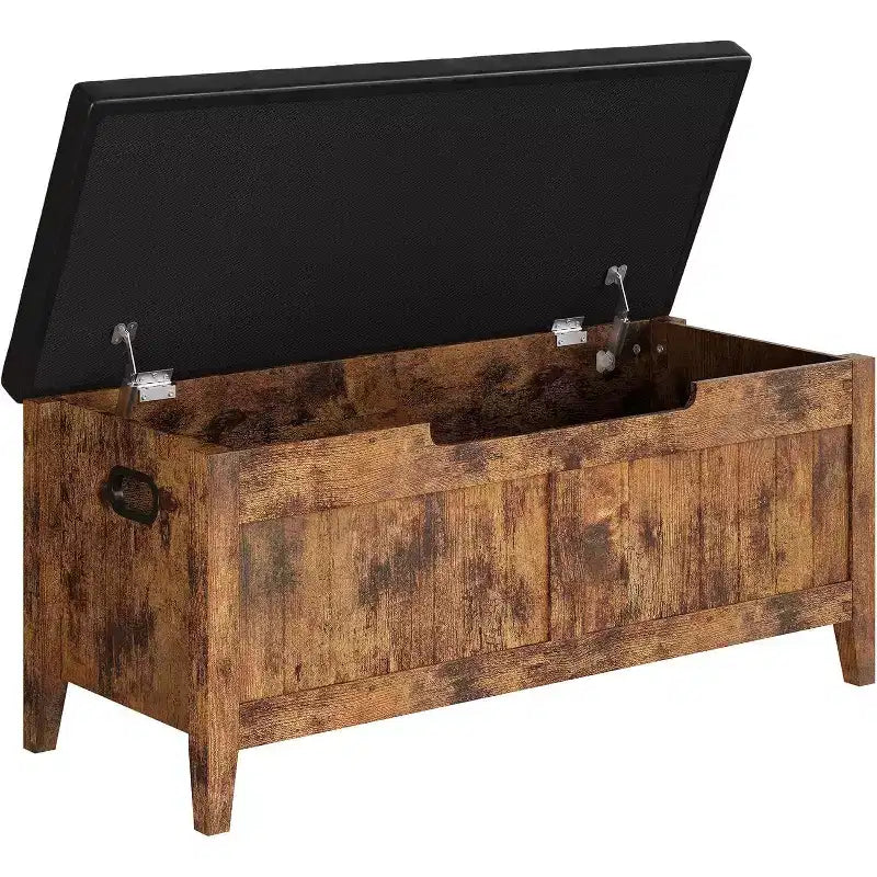 39 Storage Bench with Cushion Seat and Safety Hinges �C Entryway & Bedroom Shoe Organizer