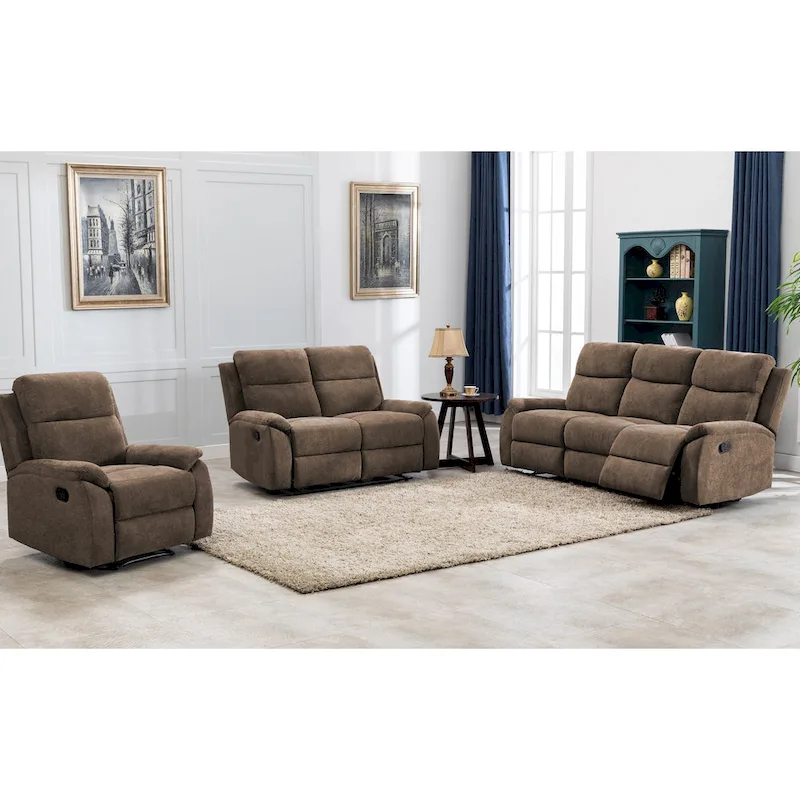 Ronald Transitional Faux Leather Reclining Living Room Sofa Set