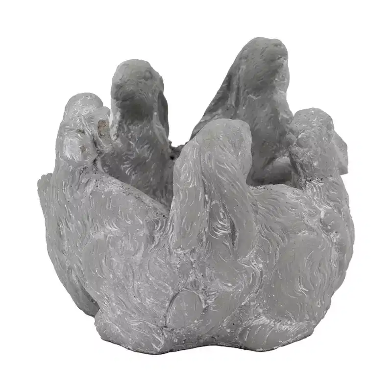 NAYSAYE Planter 5 Bunny Cement Planter Fun Animal Design for Indoor Outdoor Garden, Gray, 10*8*6.5