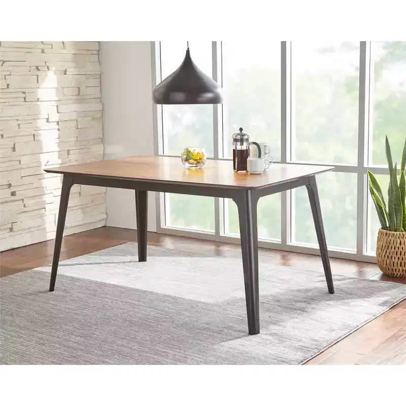 Lifestorey 5pc Rory Mid Century Modern Rectangular Dining Set Walnut/Black/Green: 4 Upholstered Chairs