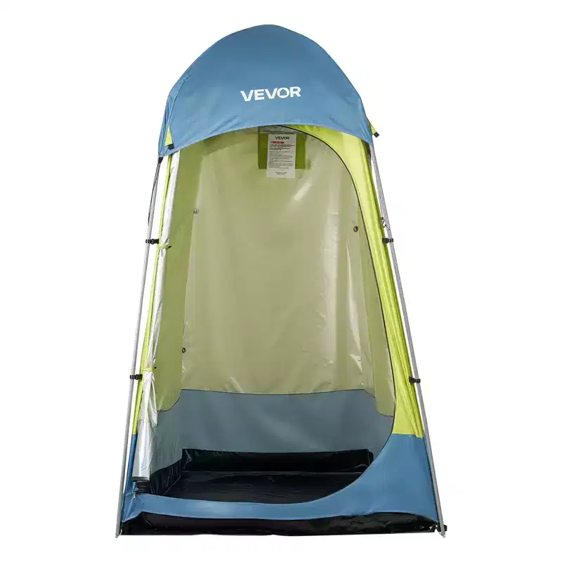 VEVOR Camping Shower Tent, 1 Room, Portable Privacy Tent Changing Room with Ground Stakes, Ropes, Carry Bag, and Steel Poles, Blue&Green