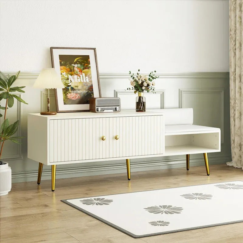 Modern Shoe Storage Bench with Hidden Compartment and Upholstered Cushion