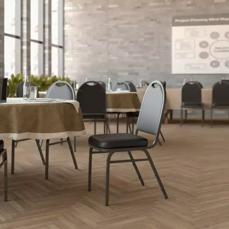 Black Vinyl Dome Back Stackable Banquet Chair, Seats 1