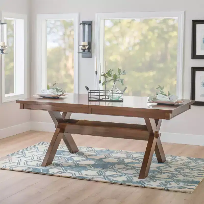 Brown Stained Rectangle Dining Table, Seats 6