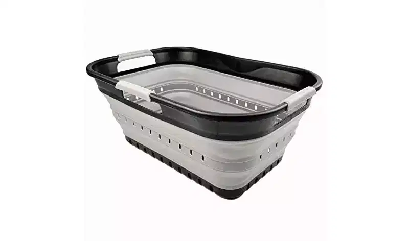 SAMMART 21L (5.5 gallon) Super Mini Collapsible Plastic Basket with 3 Handles