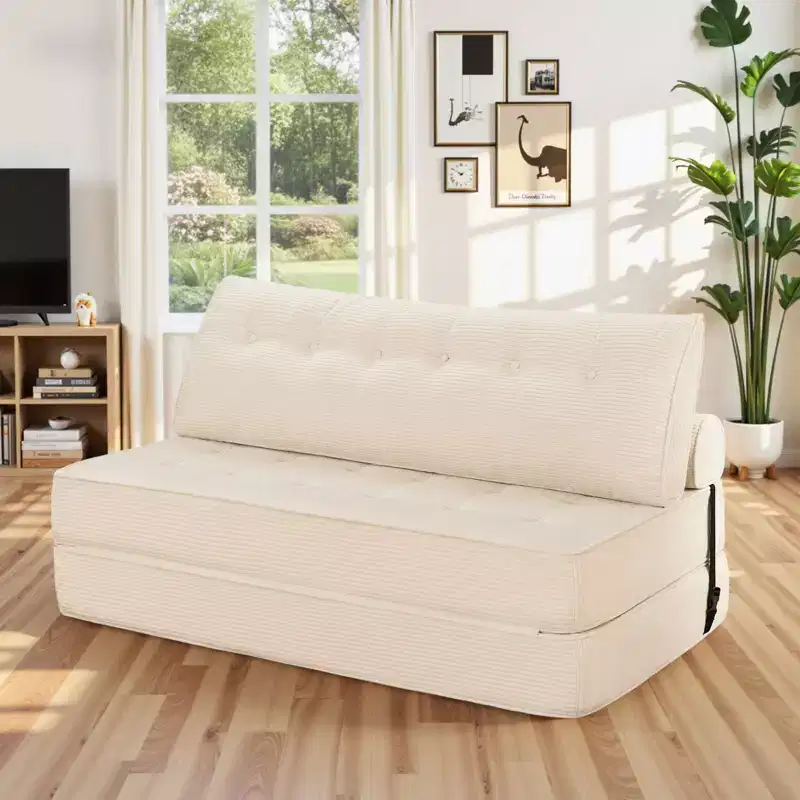 WARMOUNTS Foldable Sofa Bed with Adjustable Backrest, Convertible Queen Size Sleeper Sofa for Living Room & Office