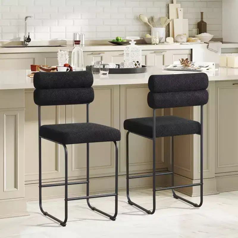 Costway Set of 2 Counter Height Bar Stools 26 Counter Stools w/ Metal Frame & Footrest