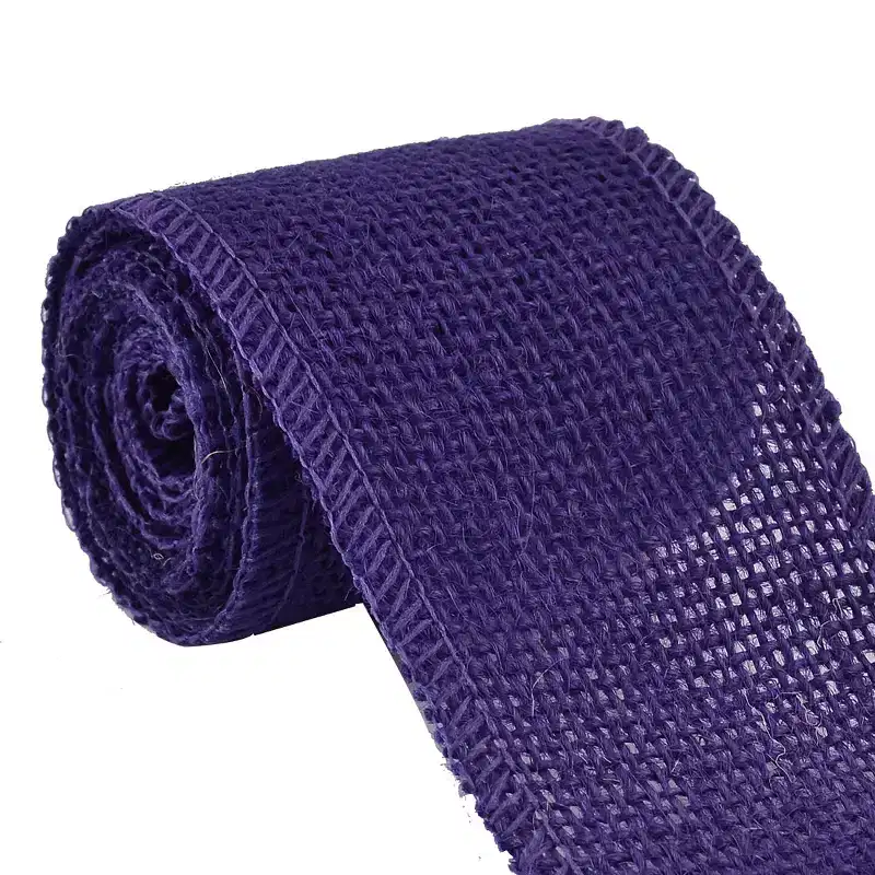 Unique Bargains Burlap Belt Rope Cord Strap Arts Craft Wedding Ribbon Roll Purple 2.2 Yard