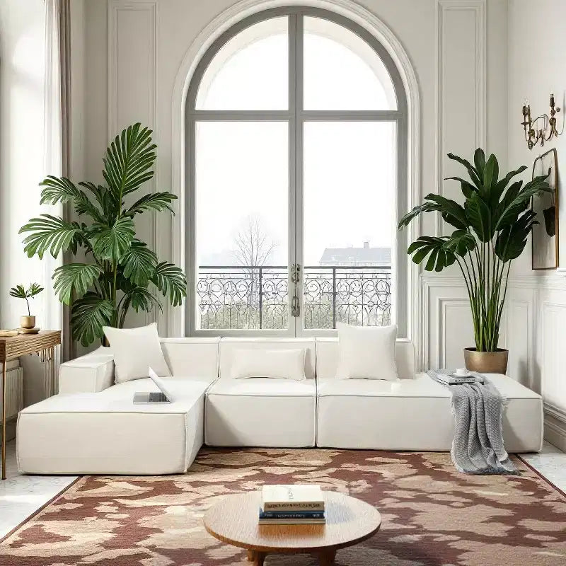 Christopher Knight Home Pyren 129.5 Modern L-Shaped 3-Seater Upholstered Sectional Sofa