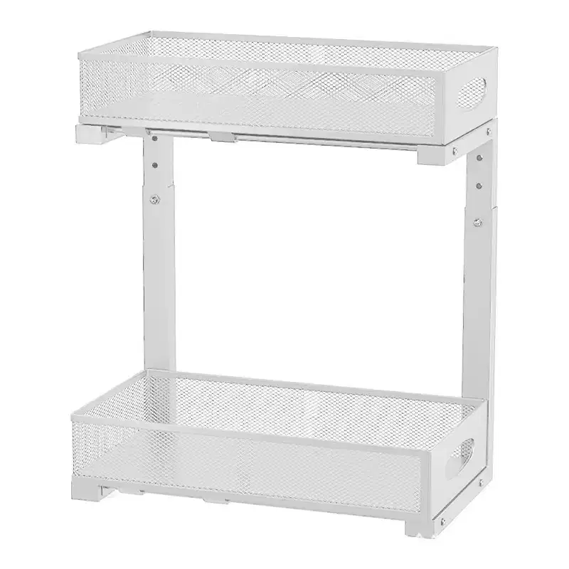 2-Tier Under Sink Organizer with Pull-Out Drawer  Adjustable Cabinet Storage Rack for Kitchen, Bathroom & Closet