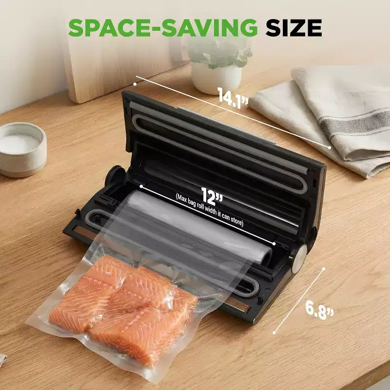 NutriChef Vacuum Sealer Machine  80kPa Automatic Food Sealer with Built-in Cutter - NCVS80BSS