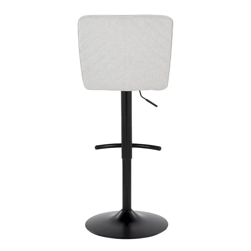 Adjustable Swivel Bar Stool, Chevron Tufted, Fabric/Faux Leather & Metal, Set of 2