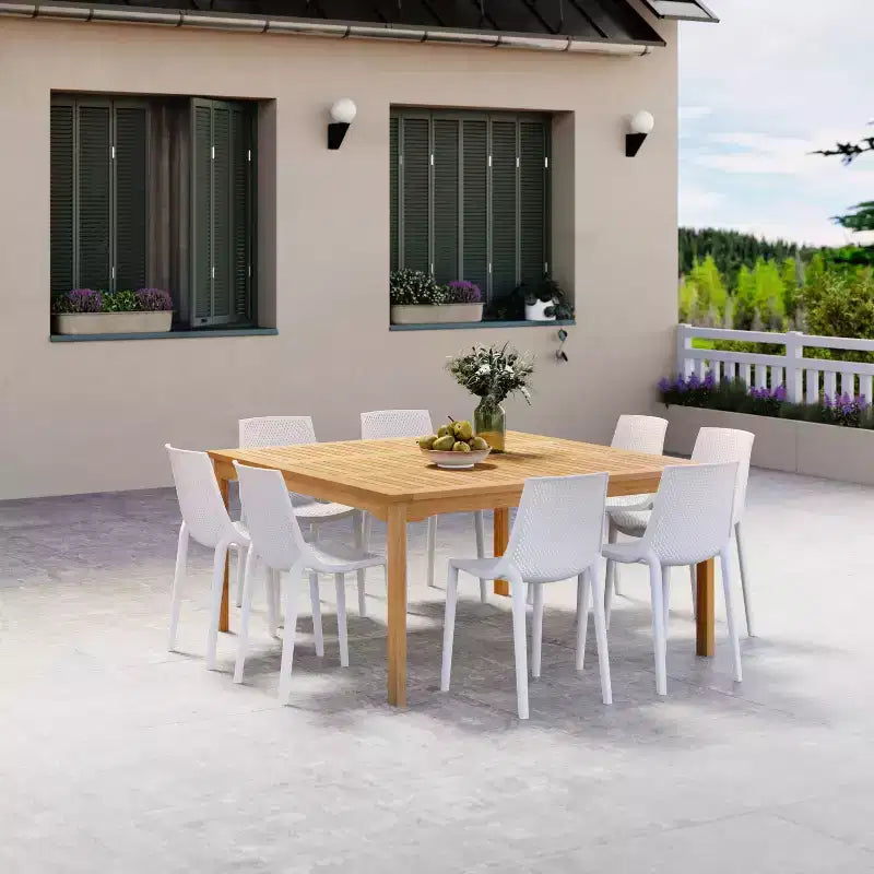 Amazonia Ipanema 9pc Square Outdoor Patio Dining Set White