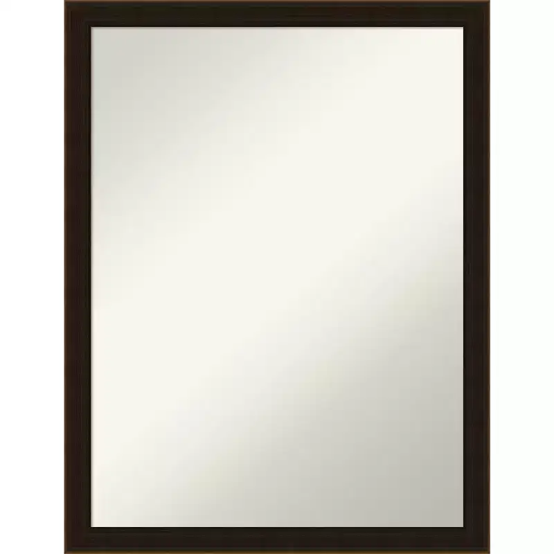 Amanti Art Espresso Brown Non-Beveled Wood Bathroom Wall Mirror