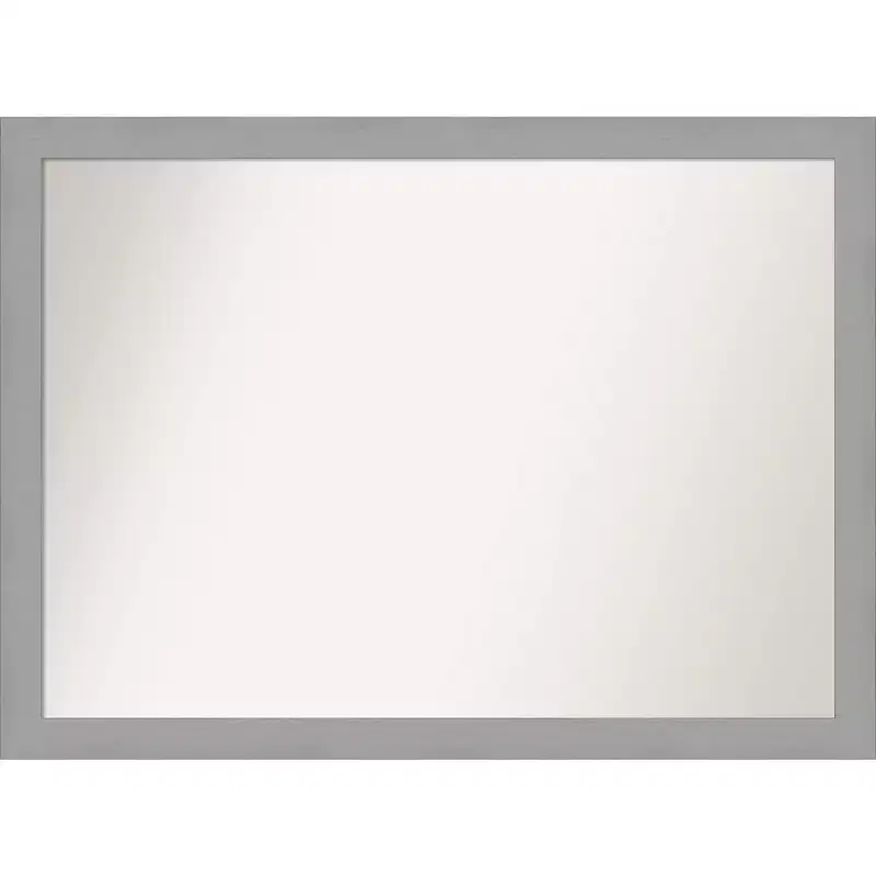 42 x 31 Non-Beveled Bathroom Wall Mirror Brushed Nickel - Amanti Art: Modern Rectangle, Polystyrene Frame, Wall Mounted