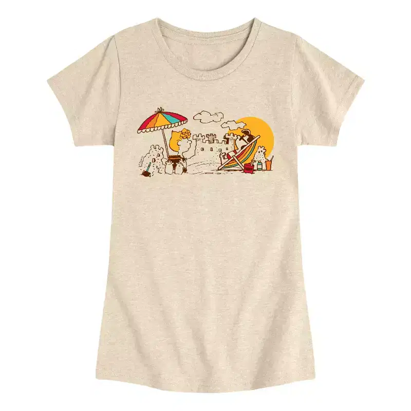 Girls' - Peanuts - Girls Beach Day Fitted Short Sleeve Graphic T-Shirt