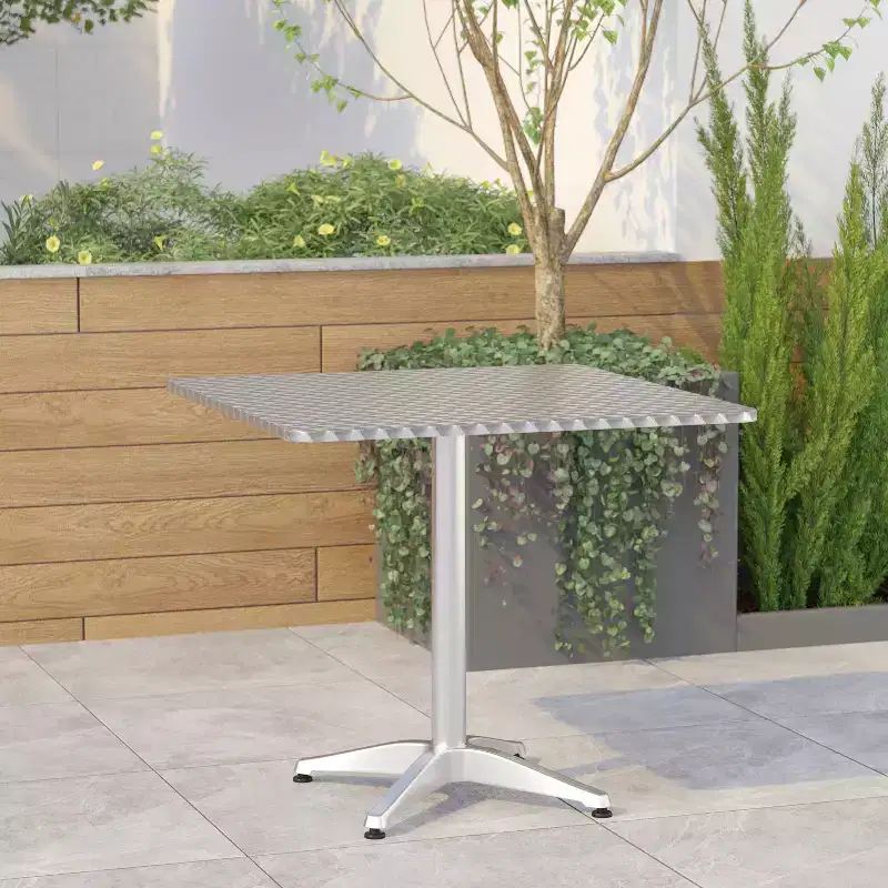 Emma and Oliver 31.5 Square Aluminum Indoor-Outdoor Table