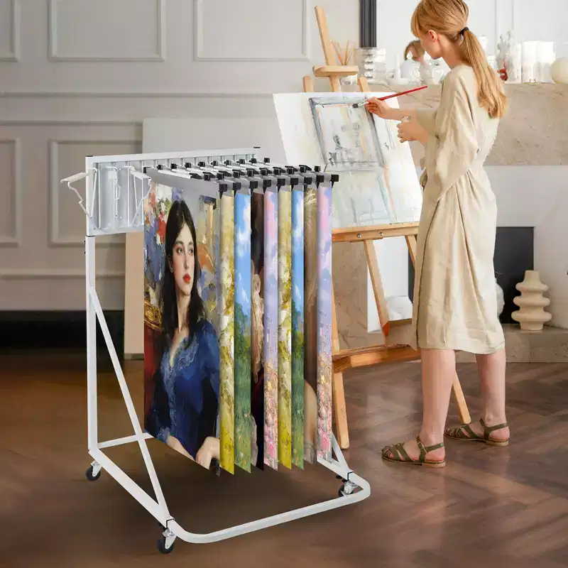 Mobile Blueprint Storage Rack with 12 Pivot Brackets �C Adjustable Height & Width