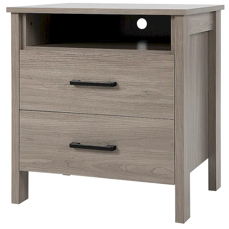 Nightstand Drawers Rustic Side End Table Storage Compartment - 21.5 x 17 x 23