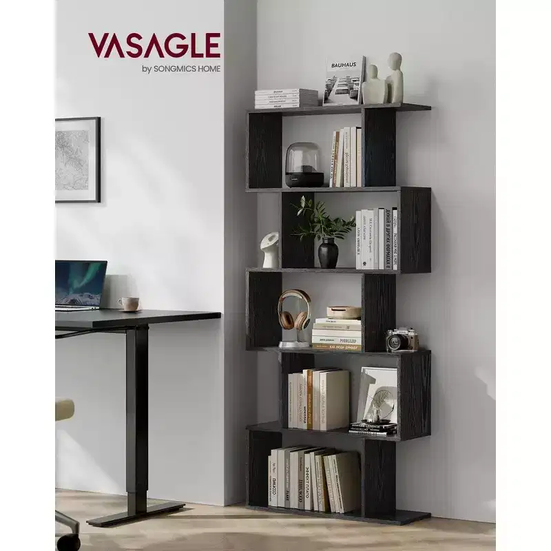 VASAGLE Bookshelf, 5-Tier Bookcase, Tall Display Shelf, Freestanding Storage Shelf, Room Divider
