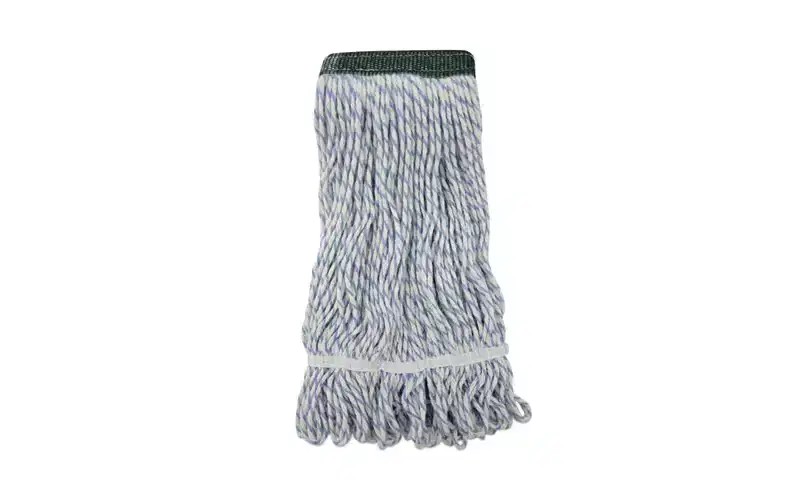 Boardwalk Mop Head, Floor Finish, Wide, Rayon/Polyester, Medium, White/Blue, 12/Carton