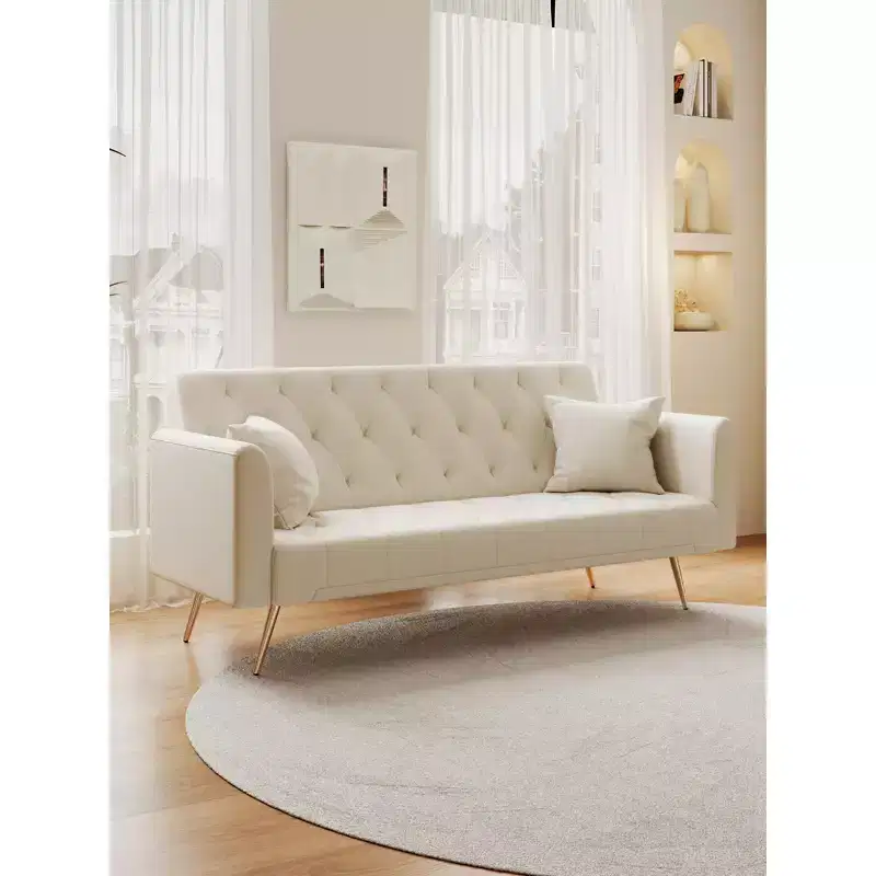 Velvet Convertible Loveseat Sofa Bed, Multiple Colors, Seats 3