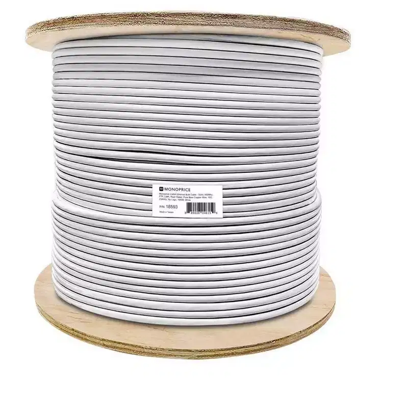 Monoprice Cat6A Ethernet Bulk Cable - 1000 Feet - White | Network Internet Cord - Solid, 550Mhz, FTP, CMR, Pure Bare Copper Wire, 10G, 23AWG, No Logo