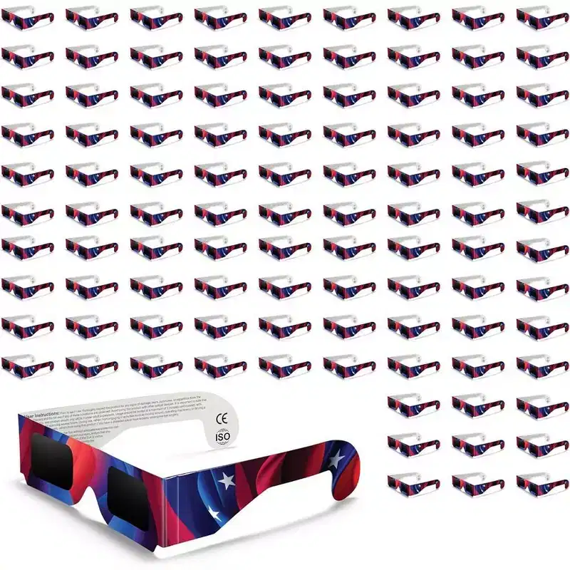 Solar Eclipse Glasses 100 pack - 2024 CE and ISO Certified 2024 American Design Safe Shades for Direct Sun Viewing - MedicalKingUsa