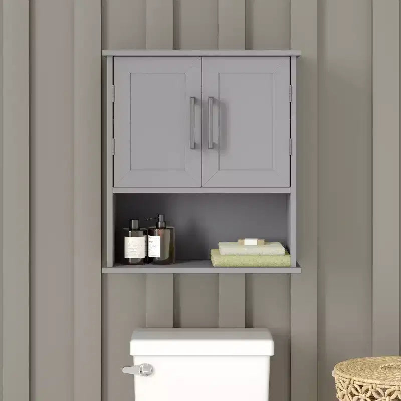 Wall Mounted Bathroom Medicine Cabinet �C Adjustable Shelf, Dual Magnetic Doors, Display Shelf