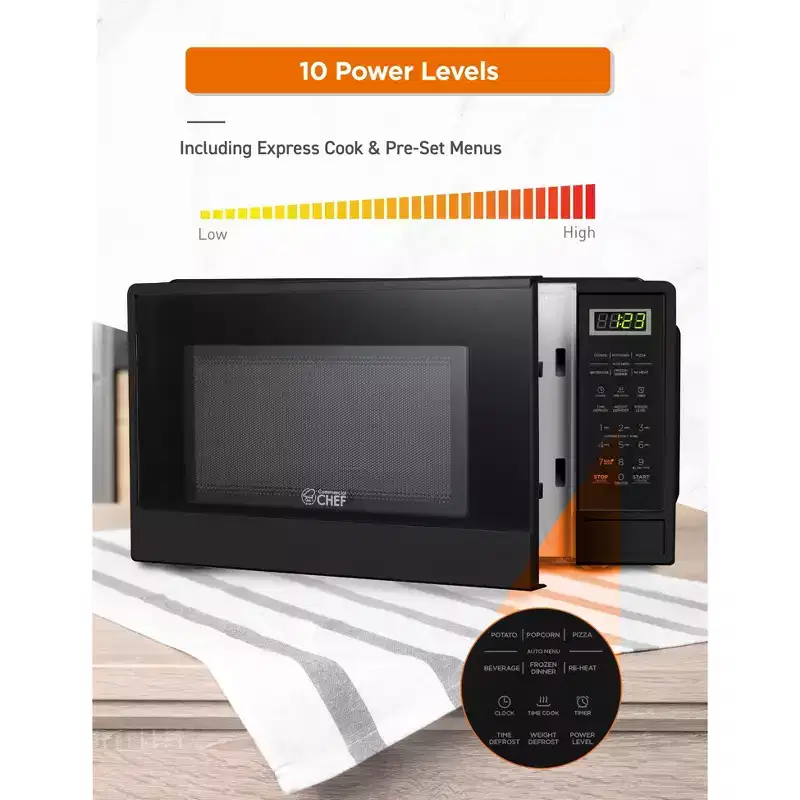 COMMERCIAL CHEF Countertop Microwave 1.1 Cu. Ft. with 10 Power Levels
